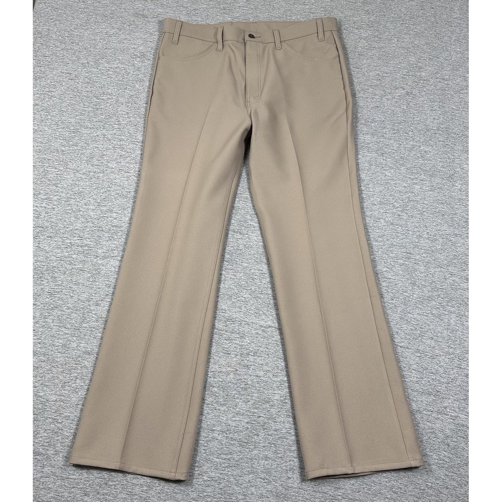 Vintage Levi's Pants Mens 38x32 Tag (36x33 Fit) Beige Polyester Bootcut USA Made